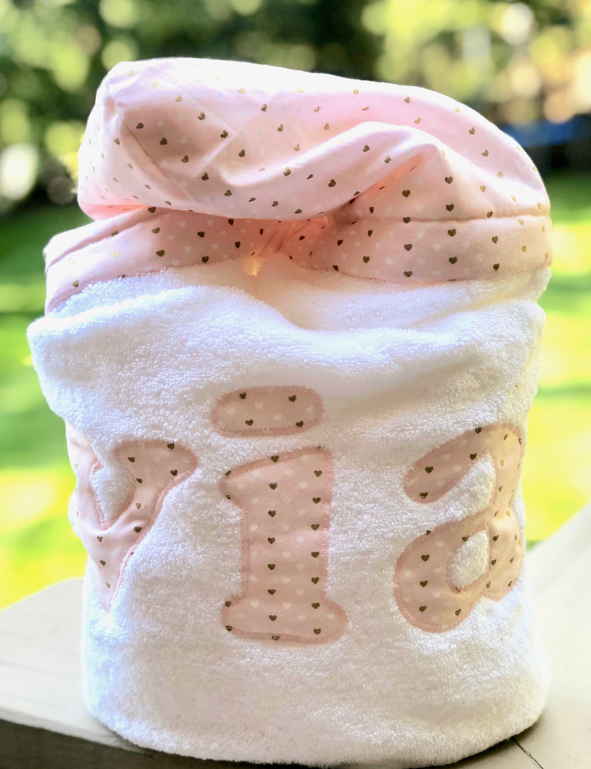 Girls hooded towel handmade by Ben and Abby Designs