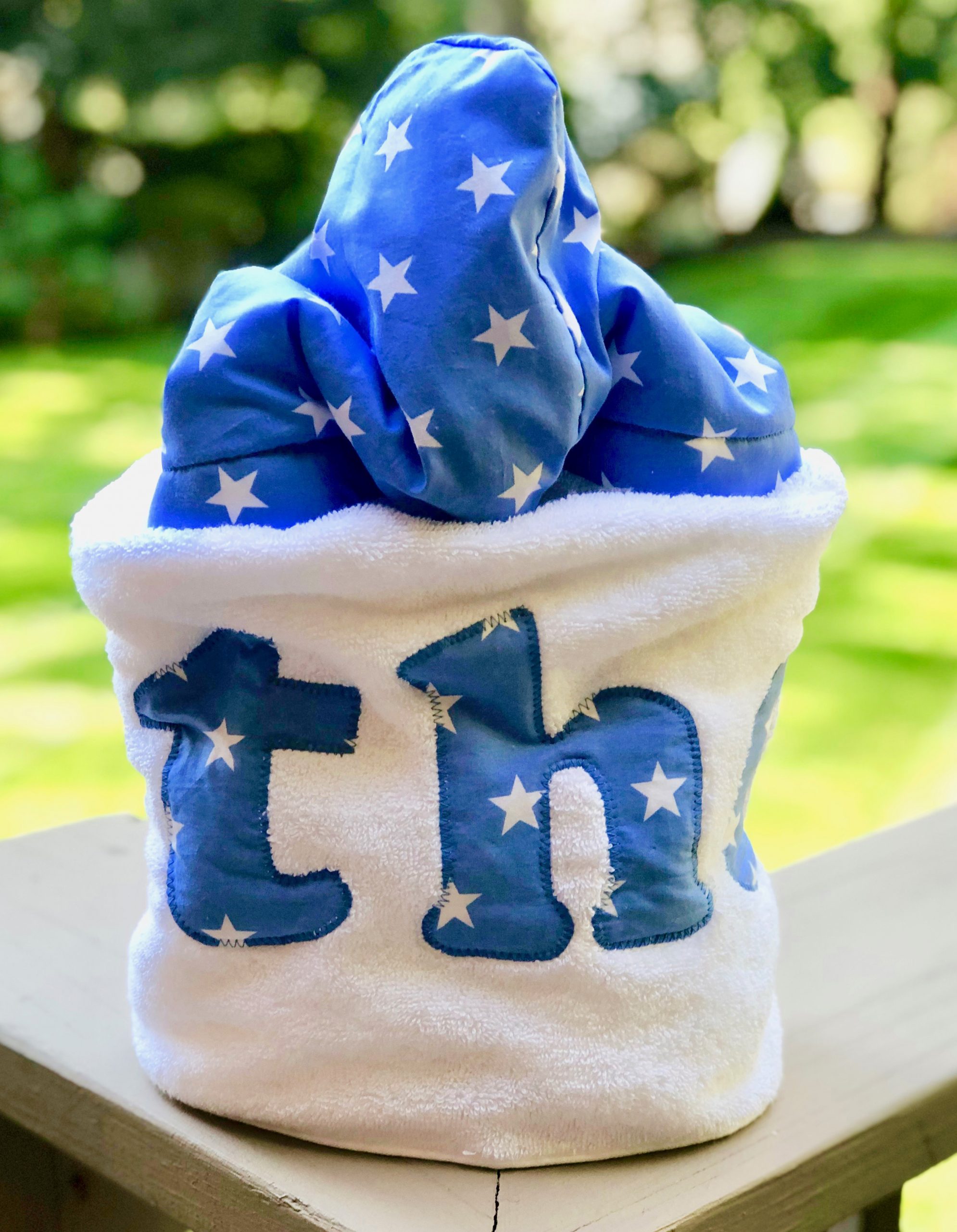 Boys hooded towel handmade by Ben and Abby Designs